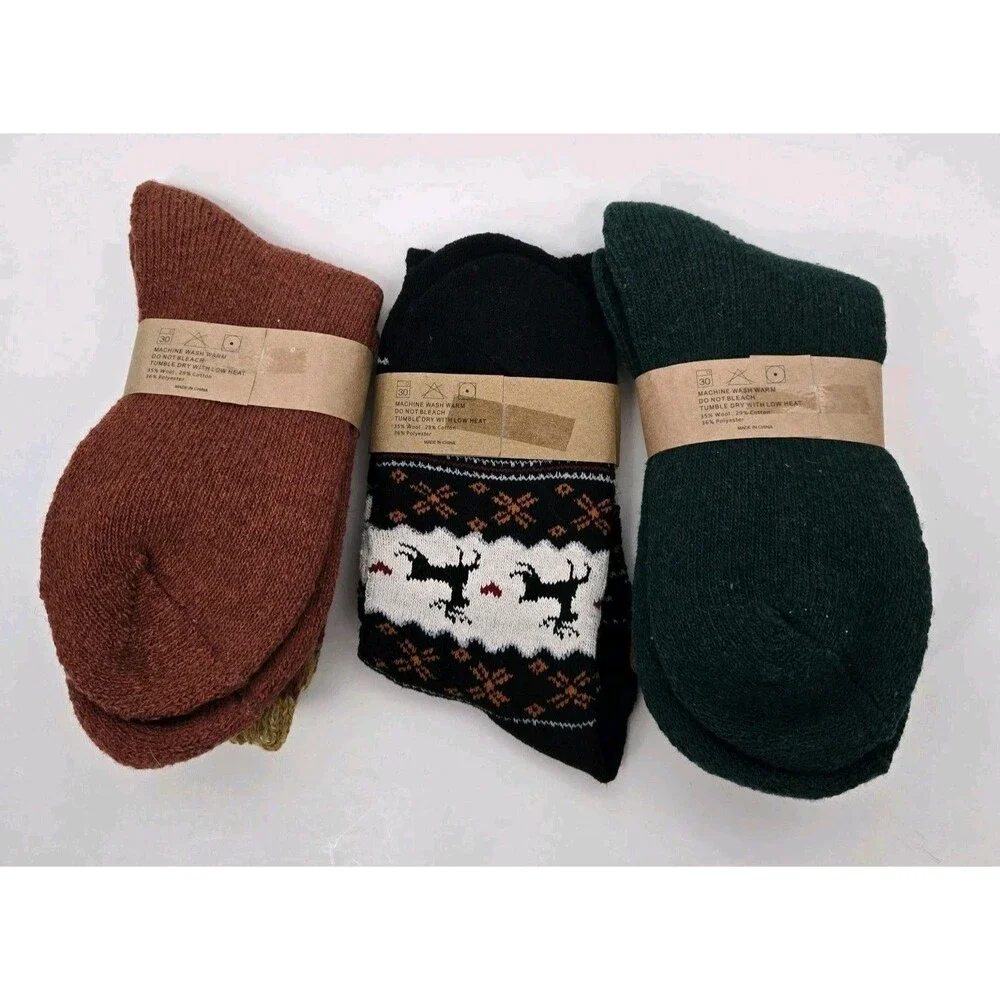3 Pair New‎ Fashion Boutique Womens Knit Socks Wool/Cotton Blend Fall Winter